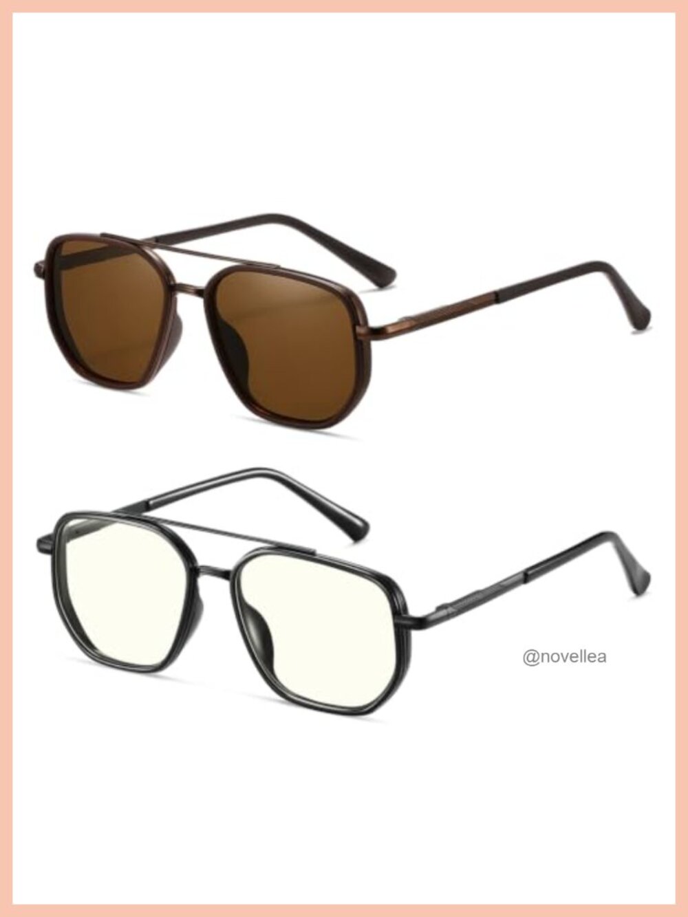 2 Pairs Set Polarized Aviator Sunglasses & Blue Light Blocking Glasses